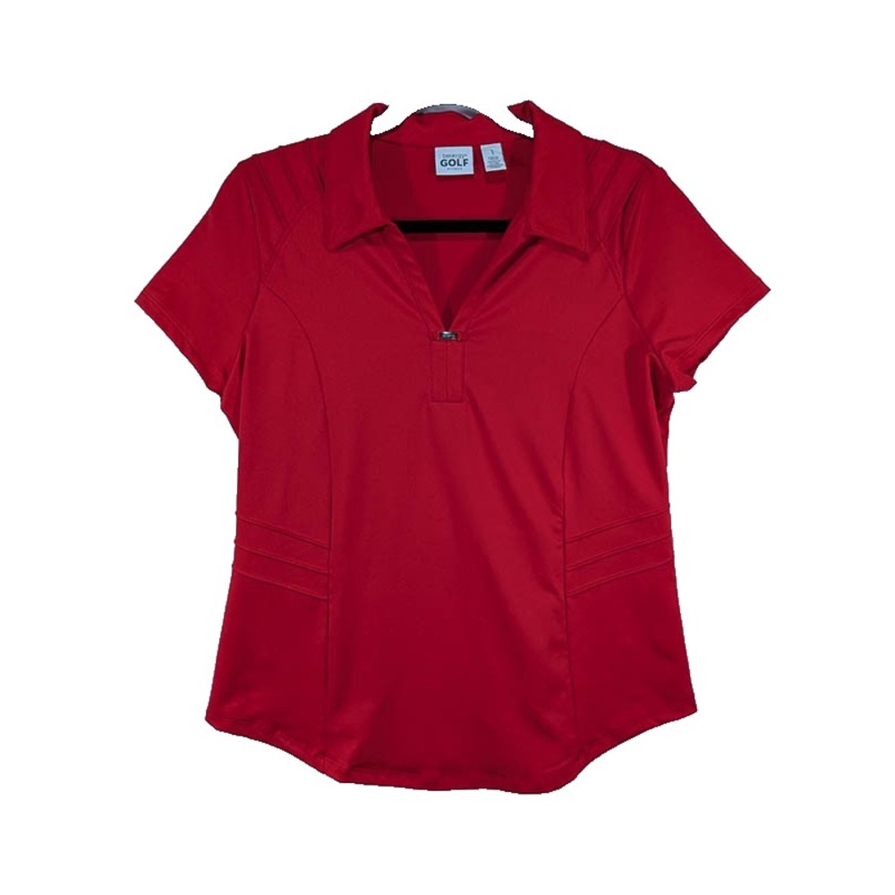 Zenergy Chicos Golf Shirt Womens M Red Country Club Prep Resort Athleisure Polo
